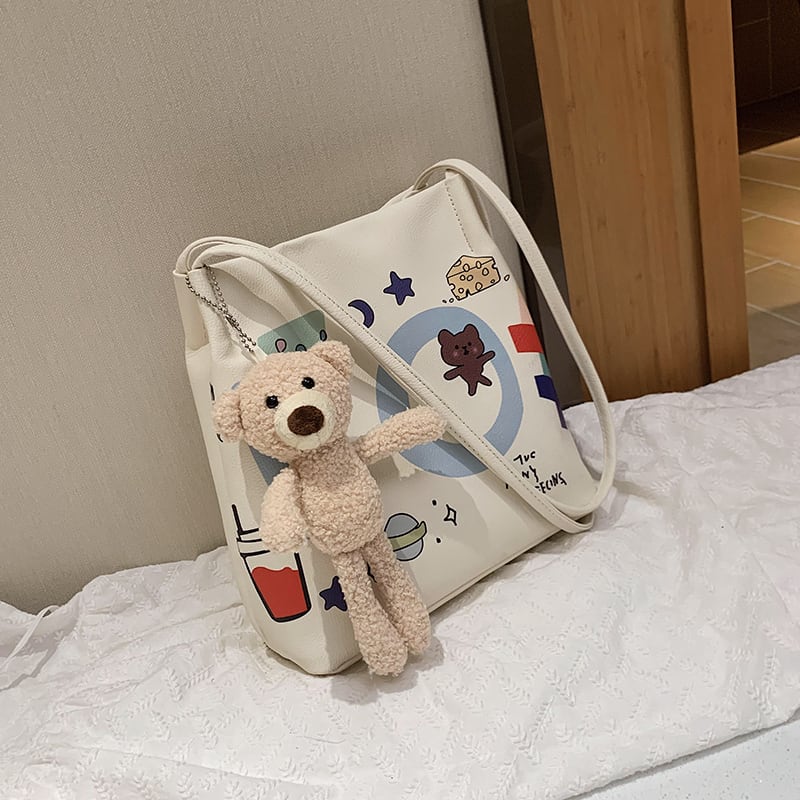 レディーススモールバッグ2020人気のニューウェーブサマーインワイルドハンドバッグショルダーバッグネット赤落書きバケットバッグ Tiancai_Wing_Bag0578876