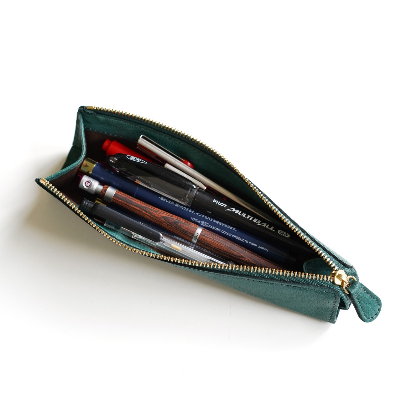 鹿革のスリムペンケース