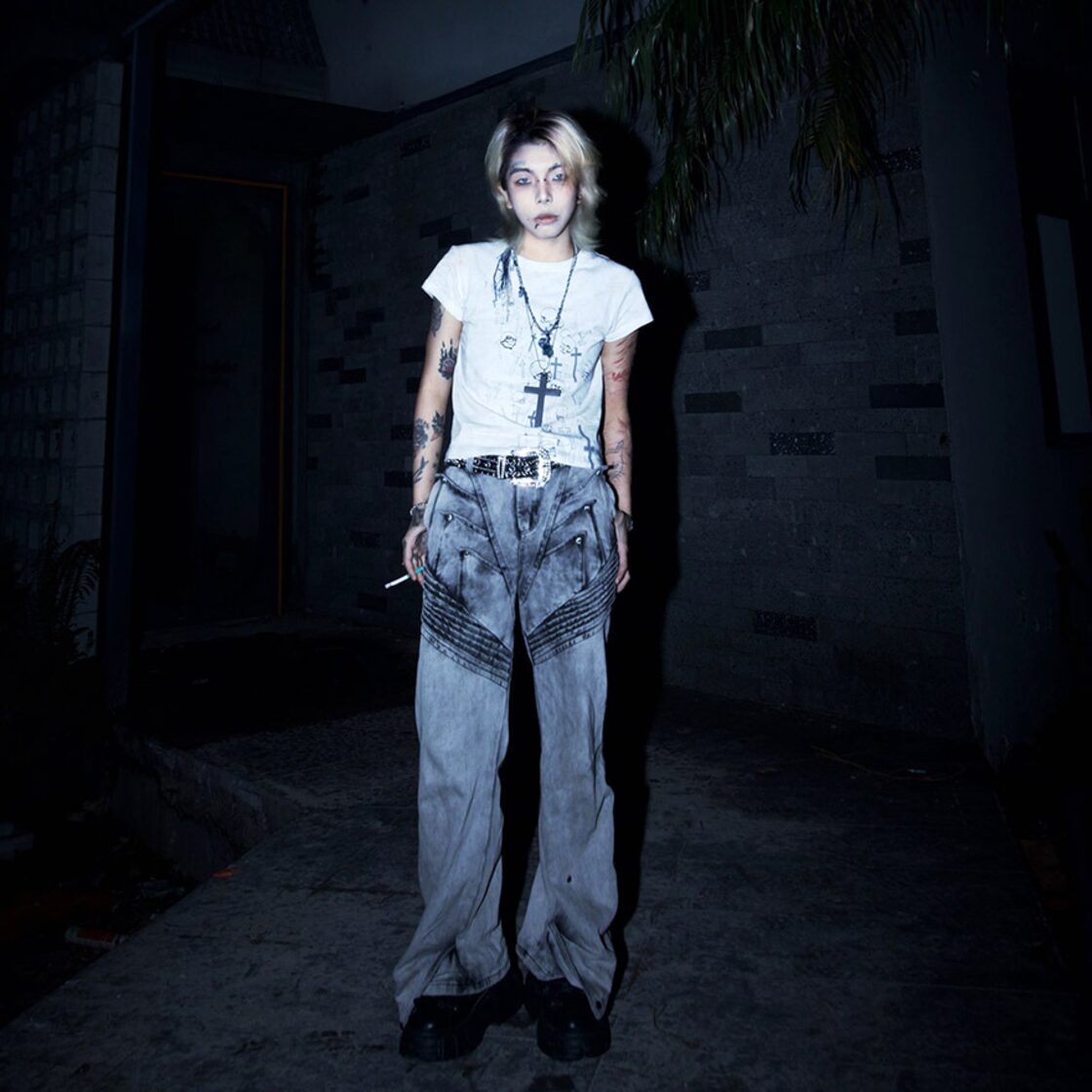 ゴスロリ通販 With U ファッション 半袖 Tシャツ ユニセックス 十字架 