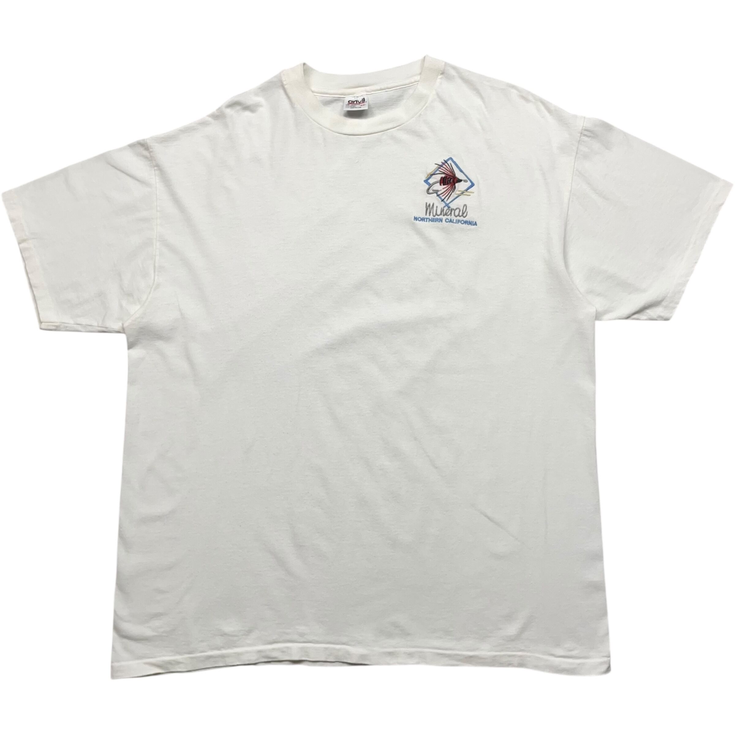 《2XL》anvil アンヴィル Tシャツ ワンポイント ロゴ刺繍 ホワイト シングルステッチ USA製 90年代 vintage no.8320