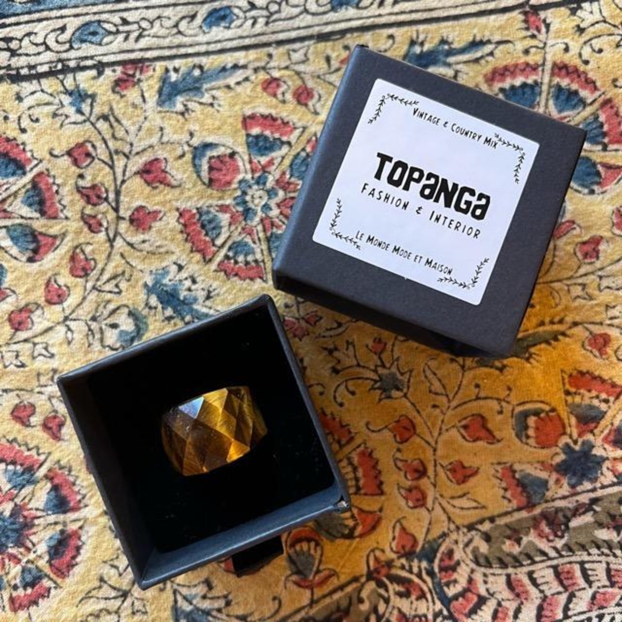 TOPANGA Jewelry 　Large Marble Brown Ring Size 11 Ring　Accessory　Present　Simple　Vintage　Antique