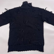 カシミヤ100% イタリア製 KRIZIA MAGLIA クリツィアマグリア リボン風デザイン ハイネック ニット セーター 40/ブラック レディース ビンテージ