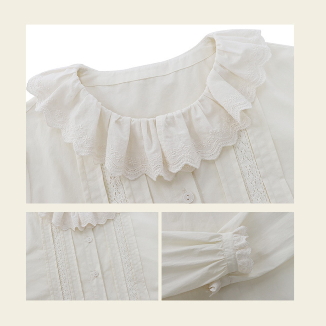 長袖 フリルカラー ブラウス W01364