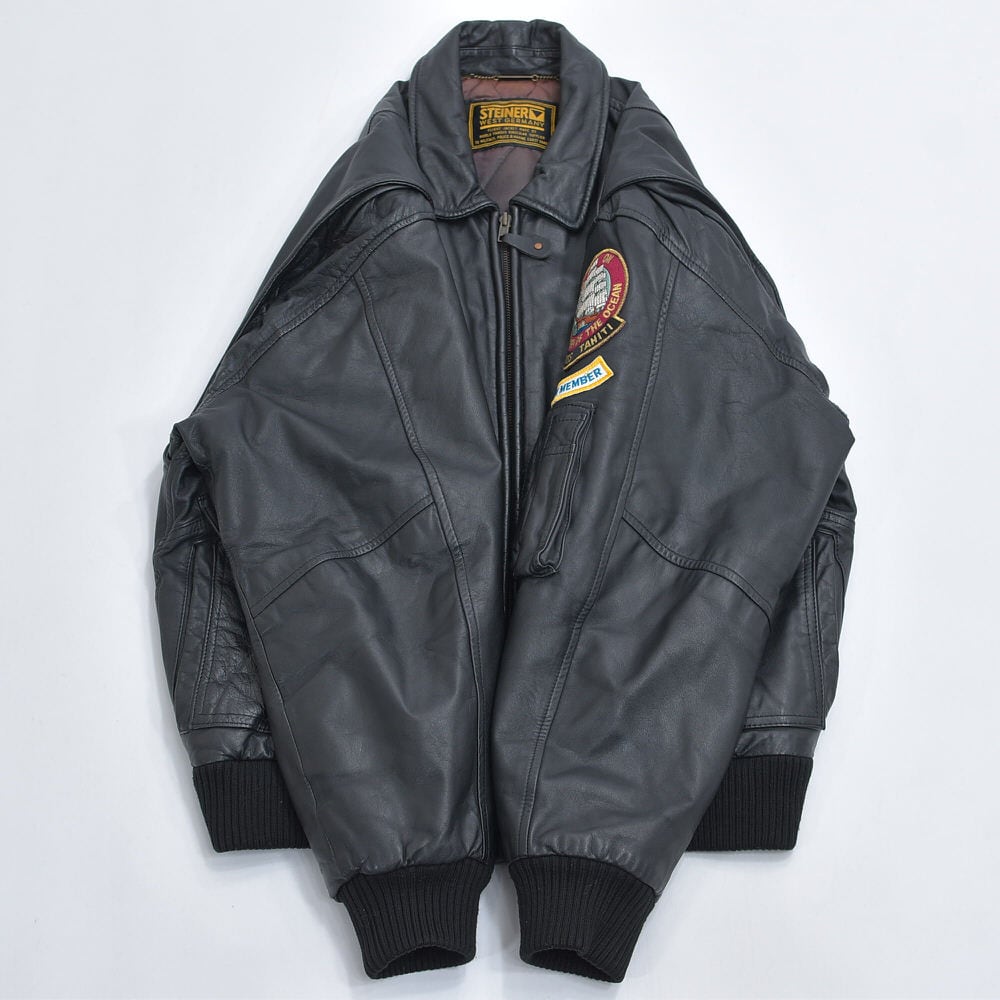 80s～ Steinerシュタイナー ブラックレザー ボンバージャケット
