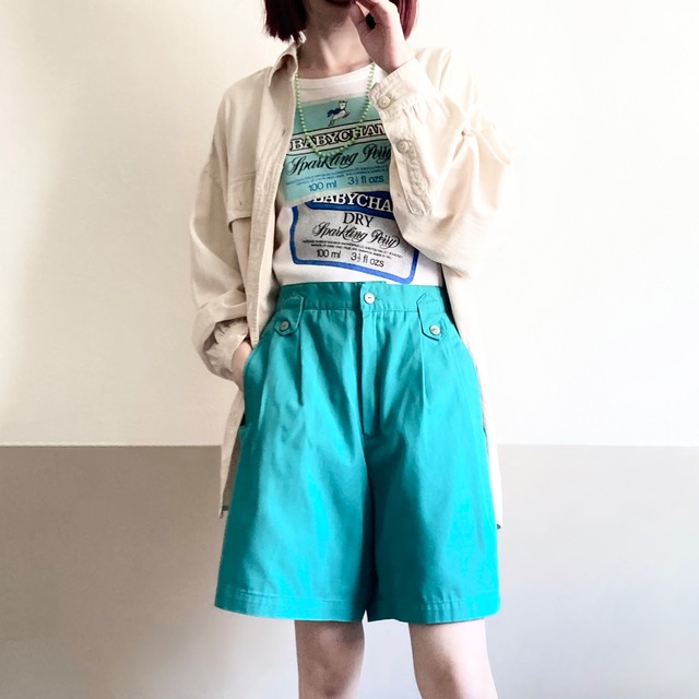 Sea Green Cotton Tuck Short Pants