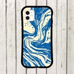 受注生産 iPhoneケース ブルーインクの墨流しマーブル｜墨流し風 MARB023B