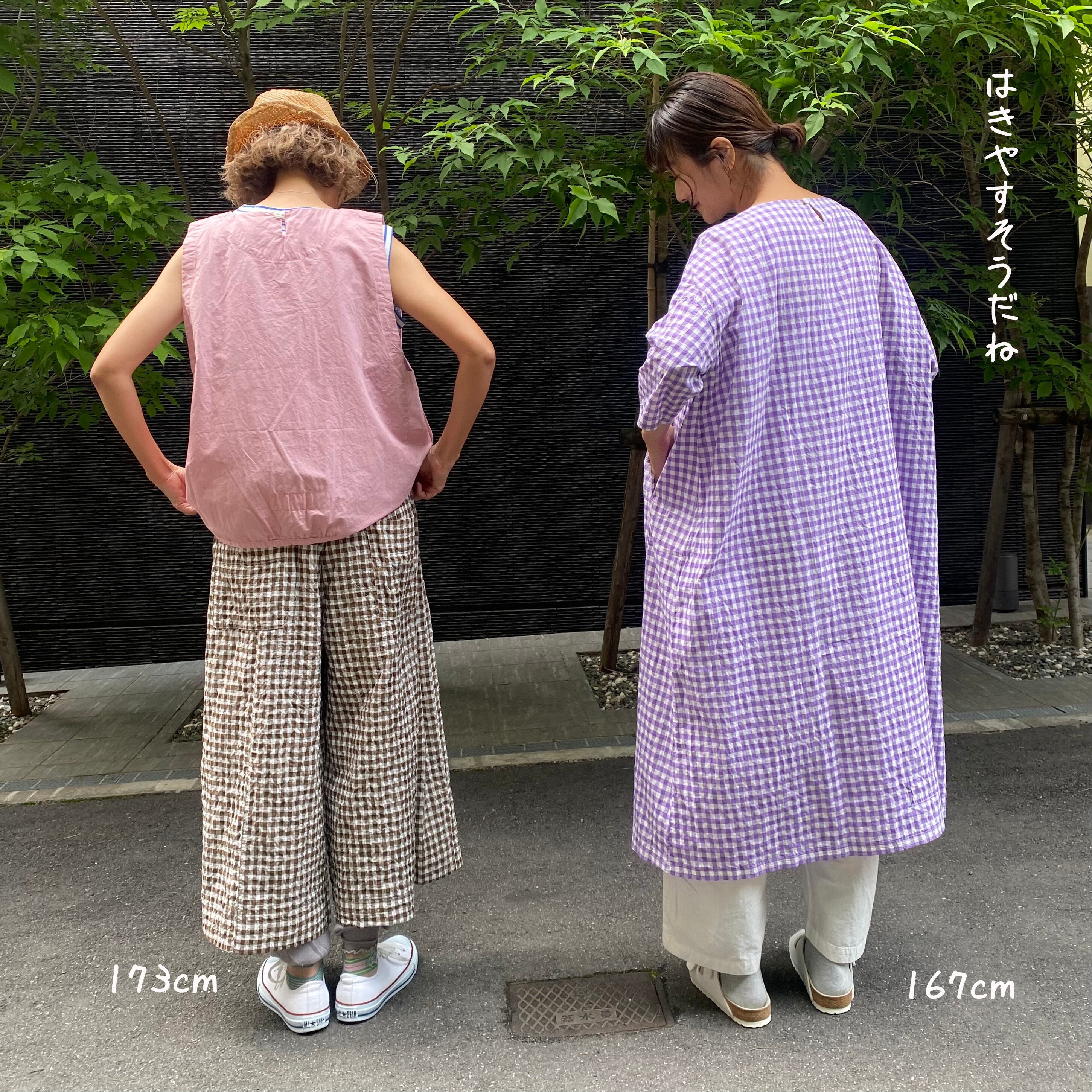ふわりはかまパンツ ゆらぎギンガムチェック 62P13 サイズ F | 快晴堂