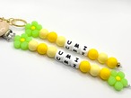 名前入り　ベビークリップ＆キーホルダーセット　Green flower yellow
