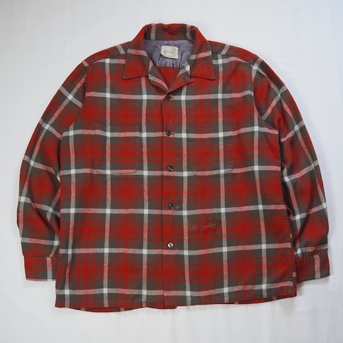50's Towncraft ウールシャツ レッド×グレー