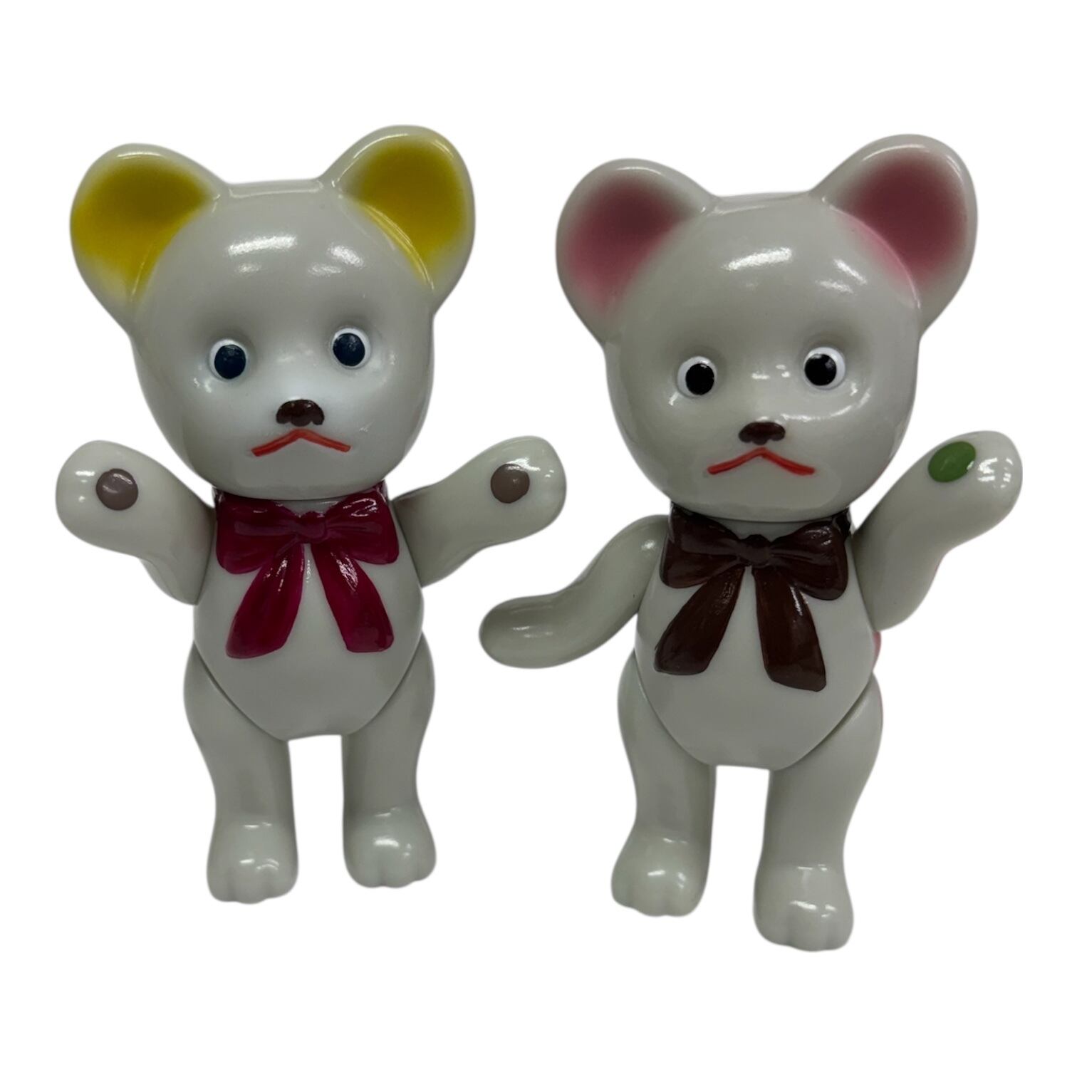 ふわふわクマちゃん　ソフビフィギュア レトロドール】復刻版 クマちゃん 蛍光ピンク レトロ・ソフビ人形