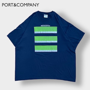 【PORT&COMPANY】NFL シアトル・シーホークス Tシャツ Seattle Seahawks  Tシャツ フットボール アメフト 3XL ビッグシルエット 両面プリント バックプリント 半袖 古着