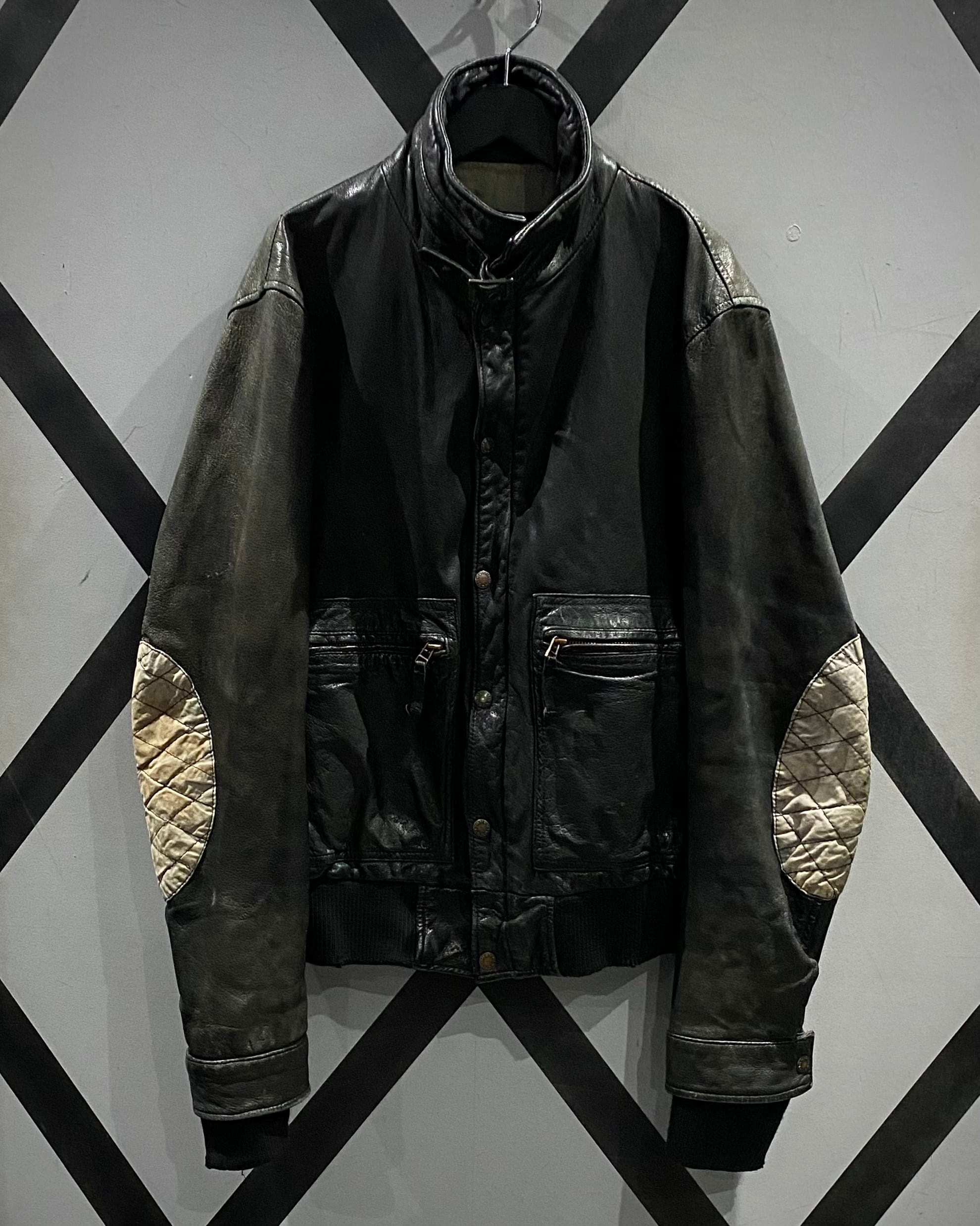X VINTAGE】“CHEVIGNON” Layered Design Vintage Leather Jacket