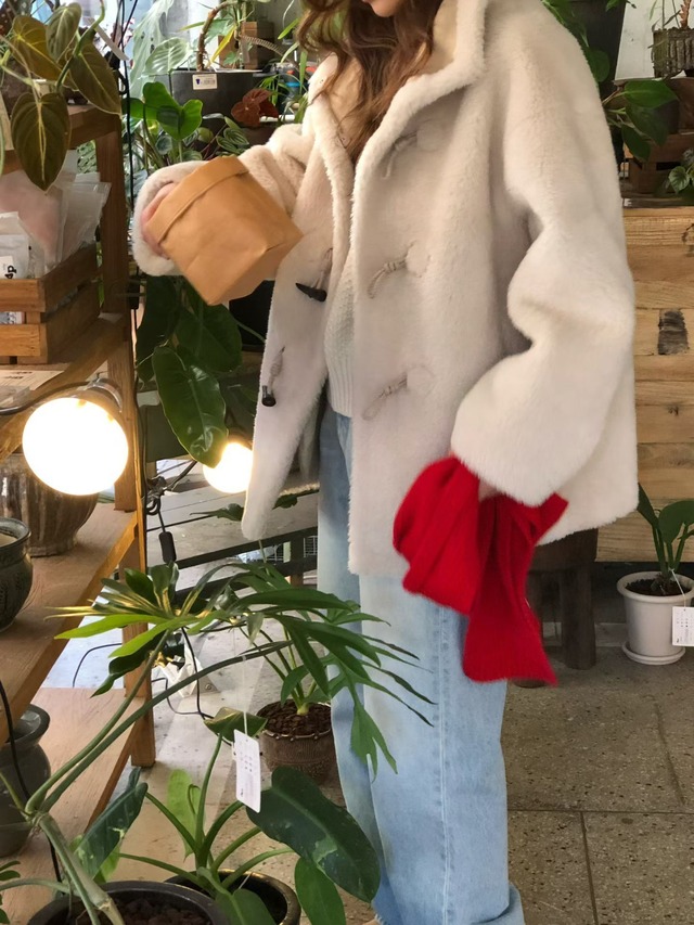 (予約) verveine / High-neck duffle reversible shearing mustang 1color