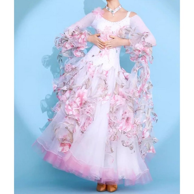 フローラルプリント フレアスリーブデザイン ドレスds0176