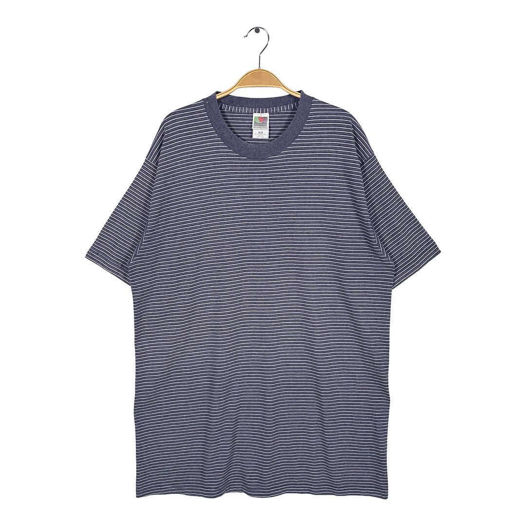 90s ボーダーTシャツ USA製 ヴィンテージ Tシャツ シングルステッチ フルーツオブザルーム サイズXL BZ0640