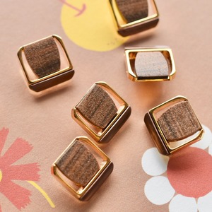 ●『2個セット』スクエア ゴールドフレーム×マットブラウン 18㎜