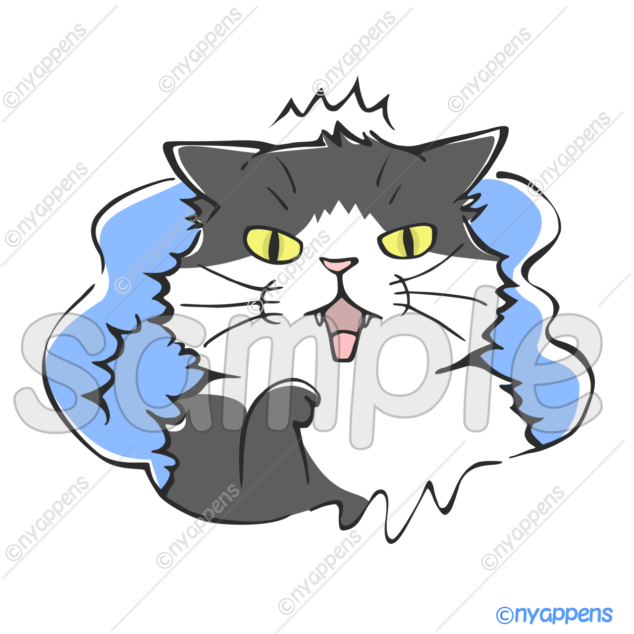 【商用利用OK】手書き猫イラスト＜S3＞ビックリ！