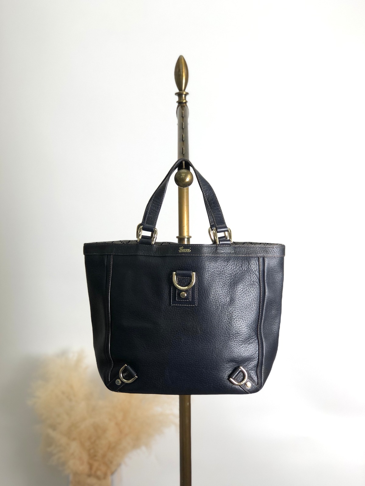 GUCCI グッチ トートバッグ ダークネイビー ホースビット レザー 