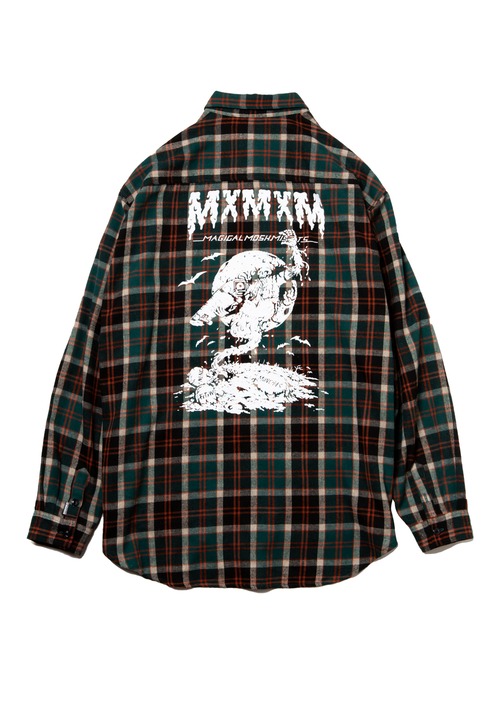 【MAGICAL MOSH MISFITS】マモミ MxMxM ZOMBIE NEL SHIRT  (BROWN) ロングスリーブネルシャツ