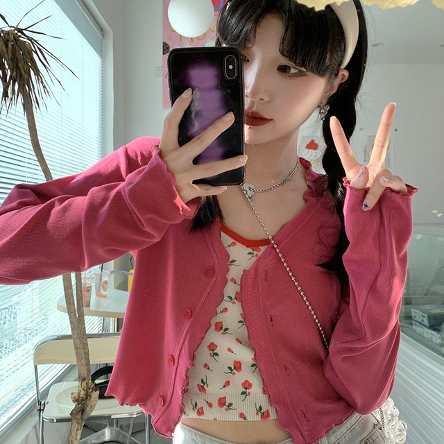 サマージャカードショートニットカーディガン ロング 夏物 1号婦人85555979871