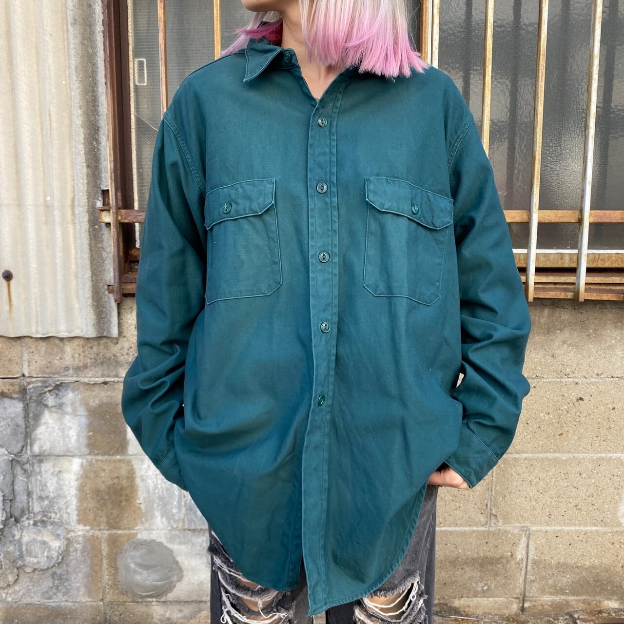 60s vintage long shirtキューバシャツの長袖ve - シャツ