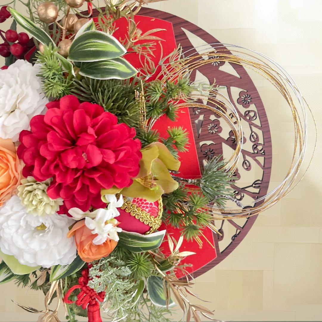 ㊼ 雅赤プレミアムしめ縄リース｜和モダン迎春飾り 正月飾り 迎春