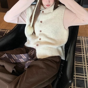 縁リブニットボタンベスト ・9304 縁リブニットボタンベスト ・9304