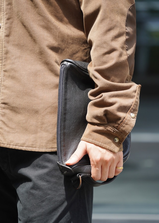 ISSEY MIYAKE leather clutch hand bag