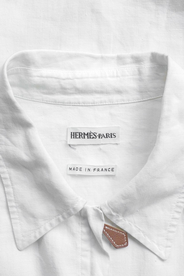 00's "HERMÈS by Martin Margiela" Pure Linen Zip-Up Shirt Jacket Made in FRANCE — Size.42
