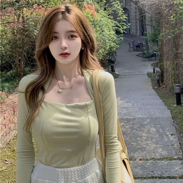 サマースタイルスタンダードレッドトップス スリムTシャツ レディース ロング レトロ 夏物 スクウェア ドラファッションホール77456608876