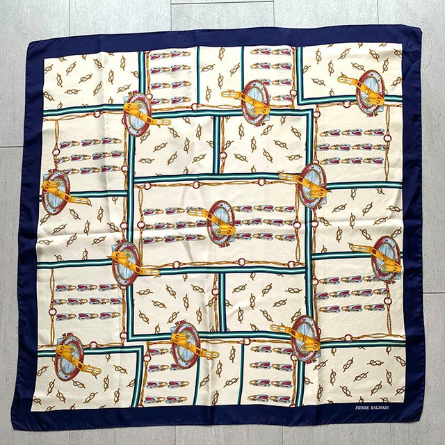 シルクスカーフ イタリア製 Pierre Balmain 航海モチーフ