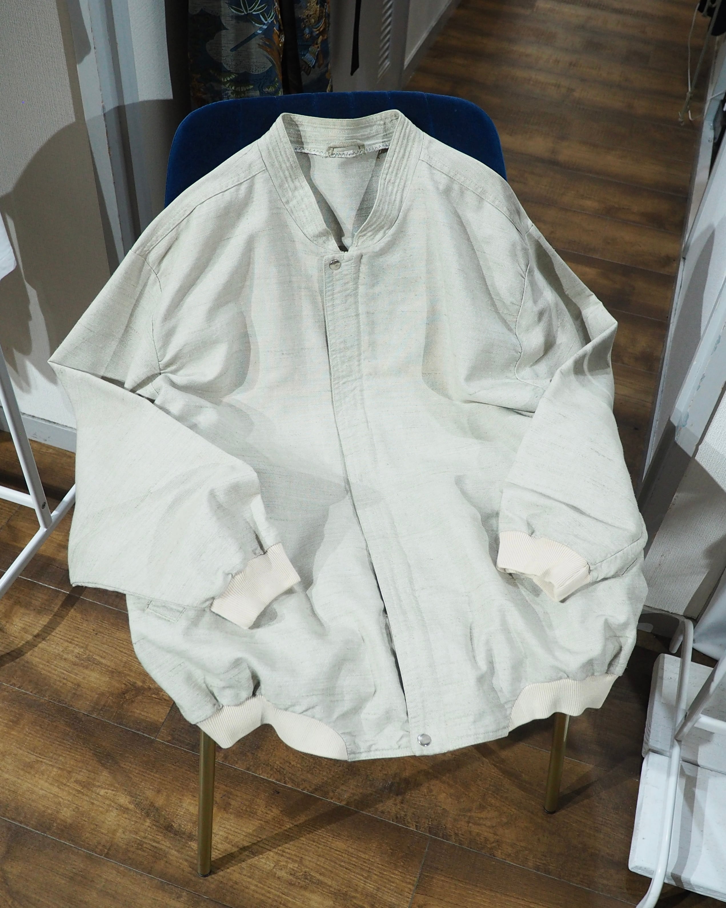 ” 無垢 ” Ecru White Color vintage Over silhouette No collar jacket