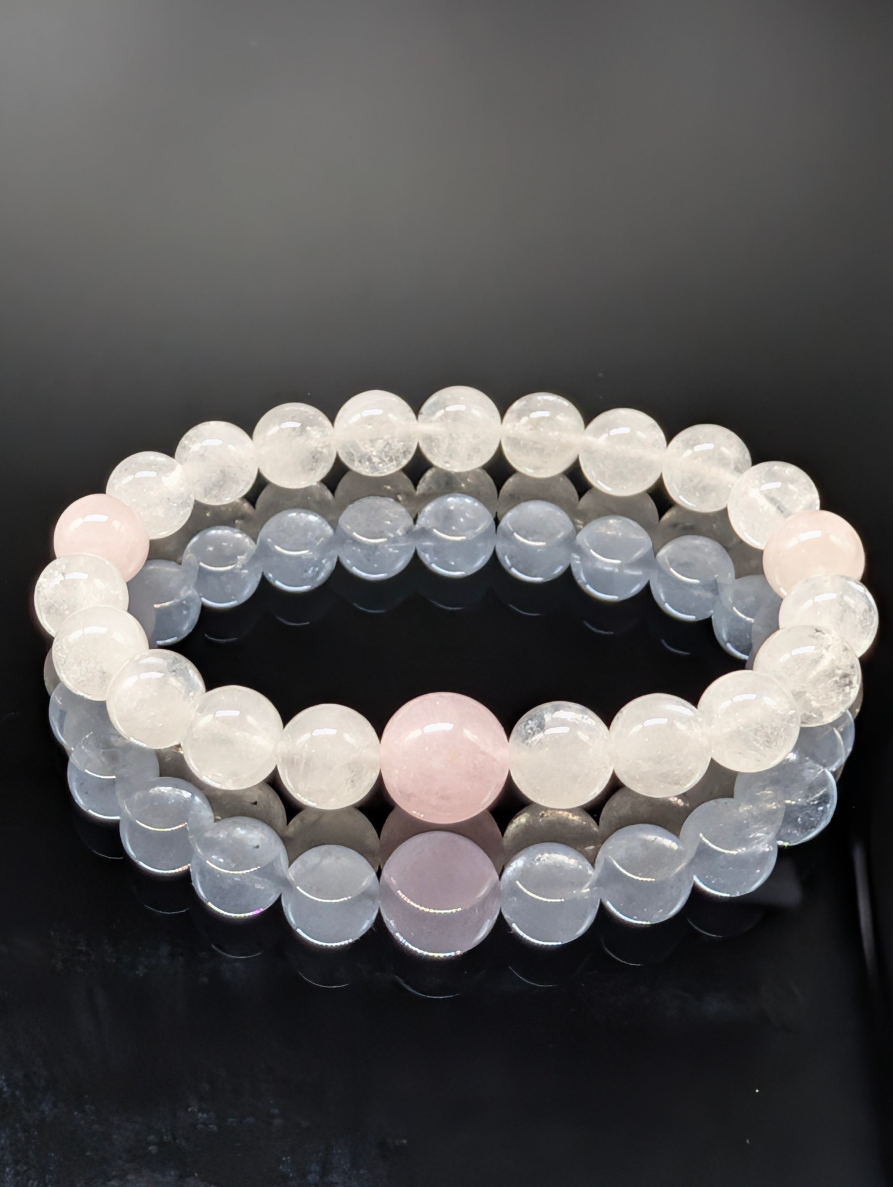 高品質】ヒマラヤ水晶・モルガナイト・2天・8mm(親玉10mm)【AAAA＋