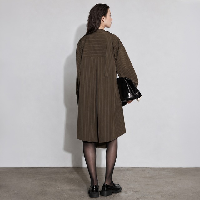 Asymmetric pinstripe shirt dress A00084