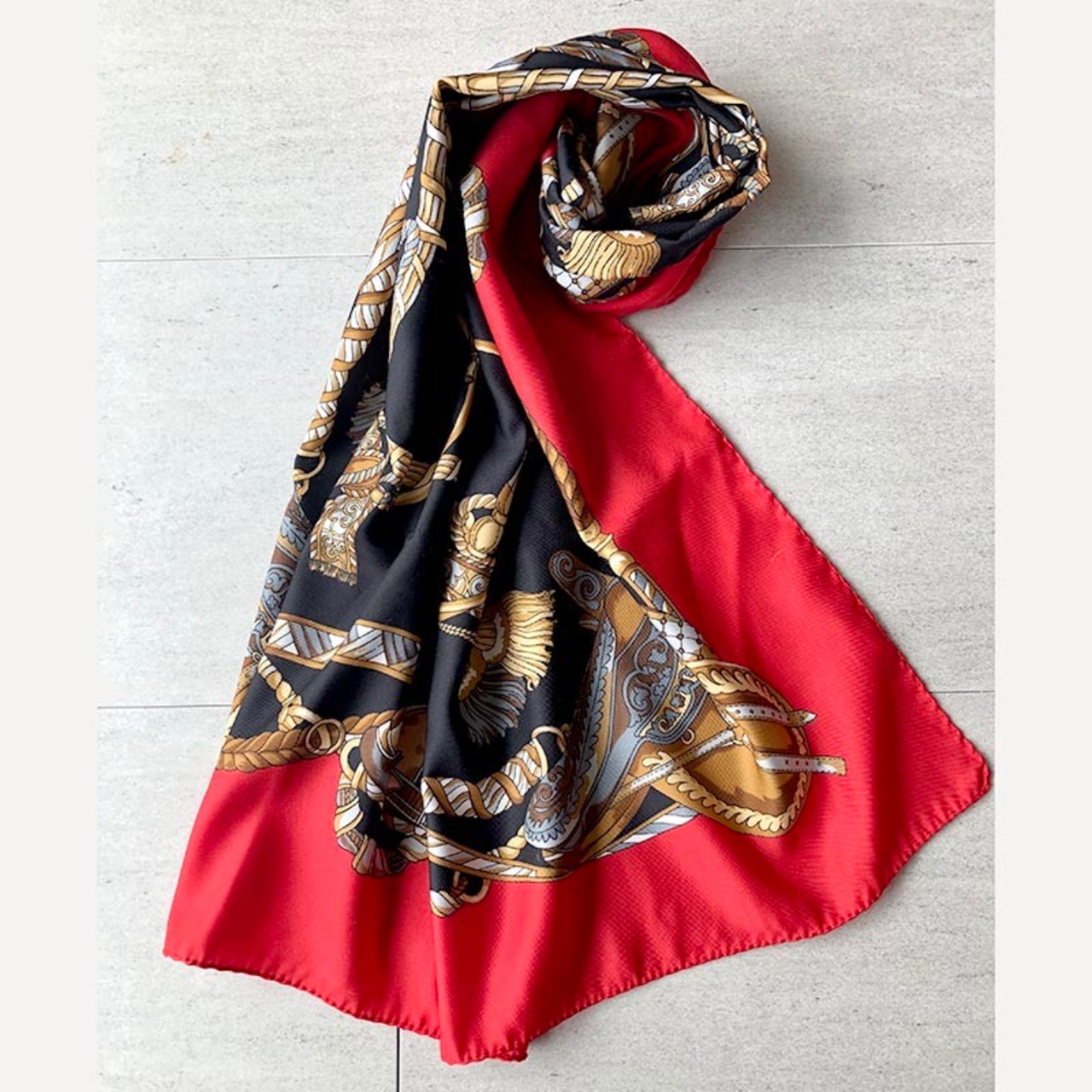 スカーフ 金管楽器モチーフ イタリア製 12ACbf7-2