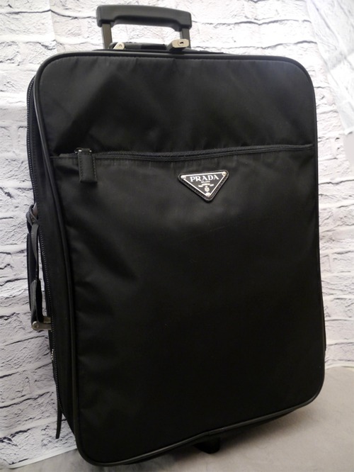 ★PRADA プラダ VIAGGIO ヴィアッジオ 男女可 大容量 ナイロンｘサフィアーノ トロリー バッグ キャリー ケース 黒★ 旅行や出張に大活躍♪