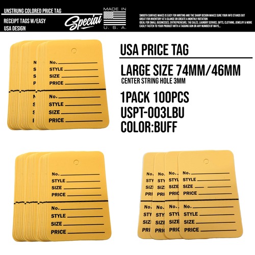100枚 USA アメリカ プライスタグ 値札 下げ札 紙タグ カラータグ 価格タグ ビンテージ 古着 アパレル店 雑貨店 店舗用品 フリーマーケット イベント100枚入り : USPT-003LBU