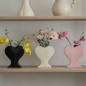 heart ceramic vase 3colors / ハート セラミック ベース オブジェ 花瓶 韓国インテリア雑貨