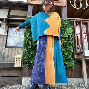 コットンバイカラーポンチョ