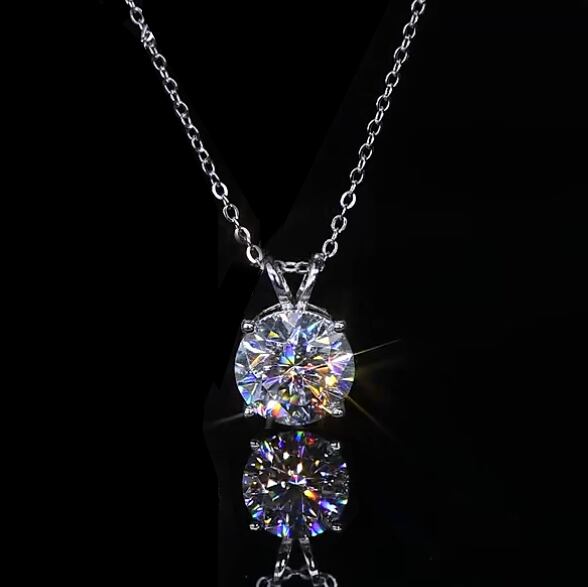 究極◇改良型 2ct 8mm モアサナイト ネックレス シルバー チェーン2本