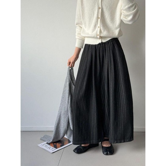 pinstriped wide-leg easy pants