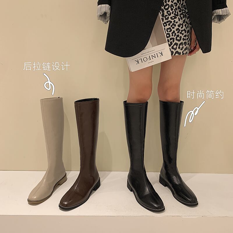 ブーツウィンタースタイルブラックジッパー 靴 シューズ 冬物 フェイクシューズ36037221697