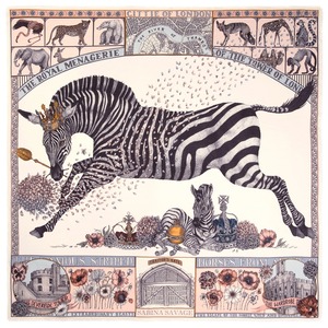 ロイヤルストライプホース（パステル/ホース）70%ウール/30%シルク 135cm