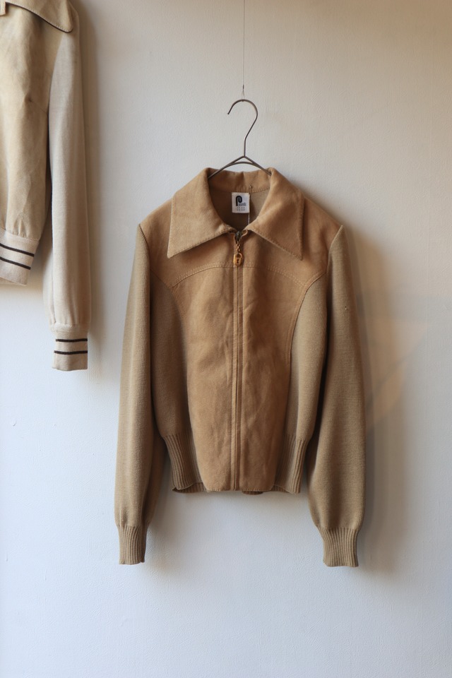 suède leather knit jacket  - made in West Germany