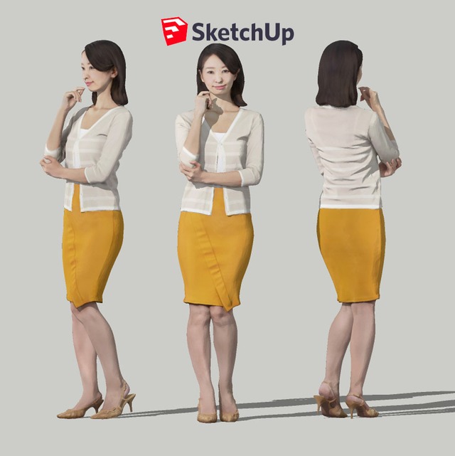 SketchUp素材　3D人物モデル ( Posed ) 097_Aya - メイン画像