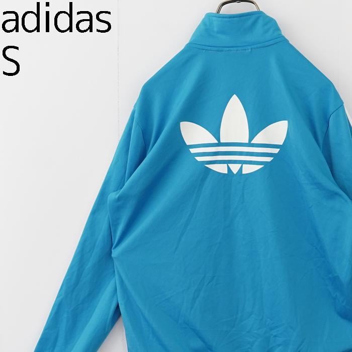 adidas アディダス トラックジャケット 水色 青 トレフォイル ロゴ刺繍 