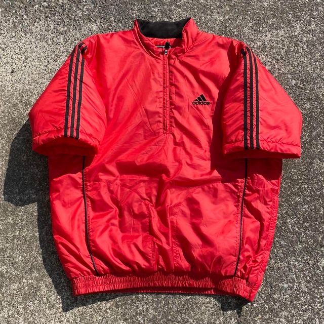 【Mサイズ】00's adidas GOLF ロゴ刺繍 3ライン 中綿入り 大きめ 古着 S/Sプルジャケット