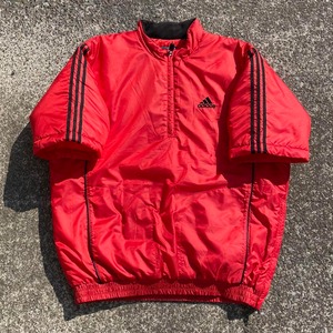 【Mサイズ】00's adidas GOLF ロゴ刺繍 3ライン 中綿入り 大きめ 古着 S/Sプルジャケット