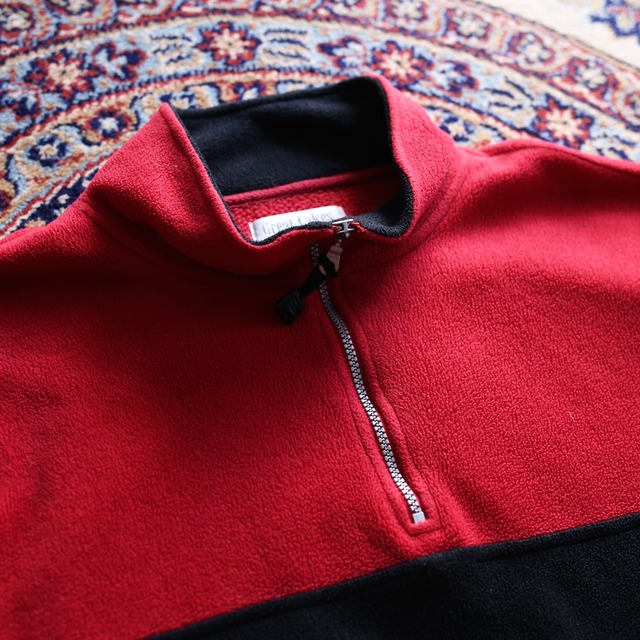 3-color switching design half-zip fleece pullover