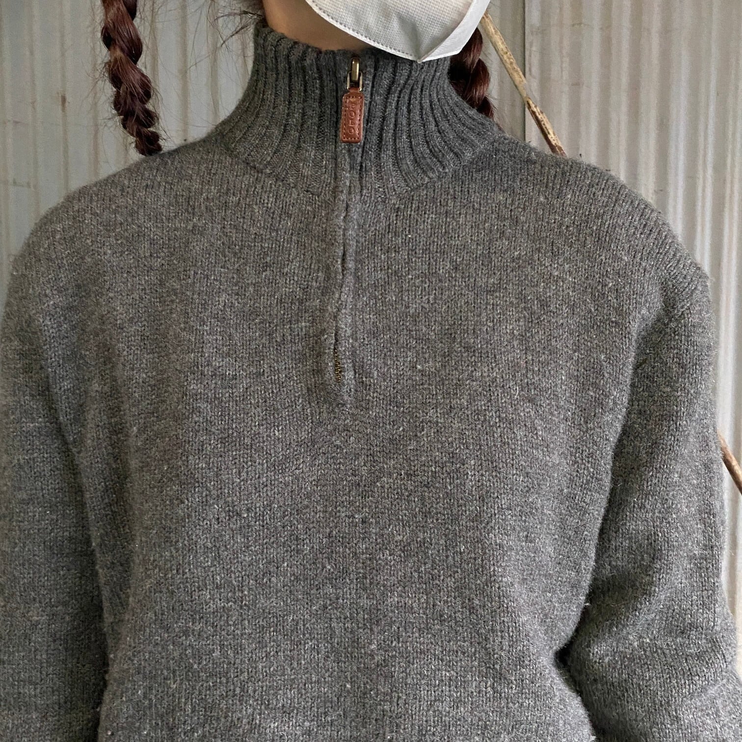 ポロバイラルフローレン ハーフジップ 無地 ラムズウール ニット